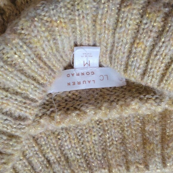 Lauren Conrad Womens Medium Beige Cable Knit Sweater With Metallic Accents - Picture 5 of 6
